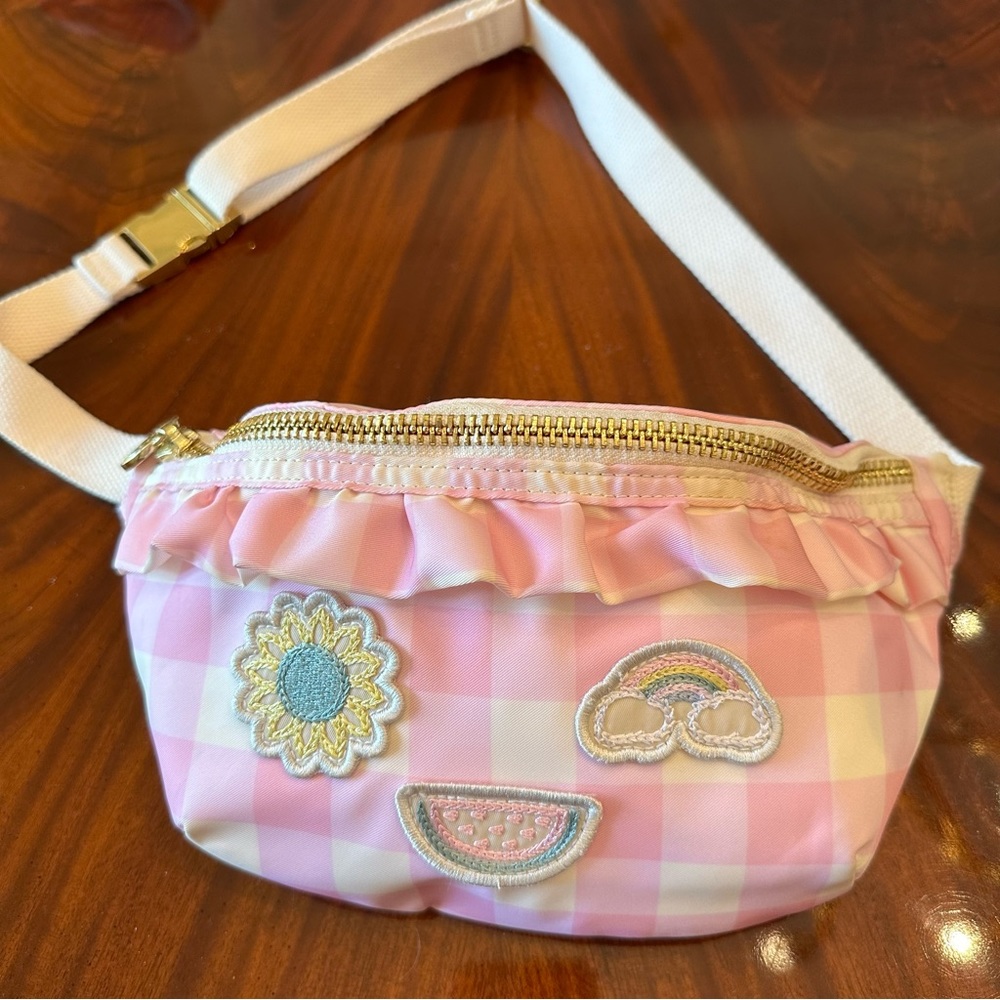 Stoney Clover Lane Pastel Picnic Pink Ruffle Fanny Pack Patches